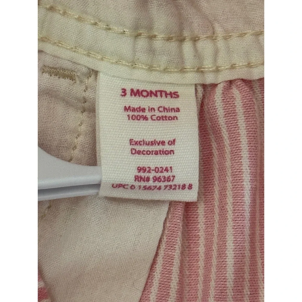 OshKosh Bgosh Pink Hickory Stripe Butterfly Jumper Dress 3 Months 992-0241